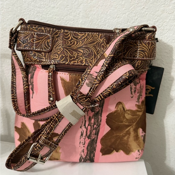 *PENDING* Embellished Pink and Brown Crossbody Bag - Picture 2 of 2